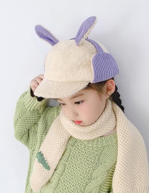 Fashion Purple Rabbit Ears 10 Months-5 Years Old One Size [adjustable] Childrens Hat With Cashmere Rabbit Ears