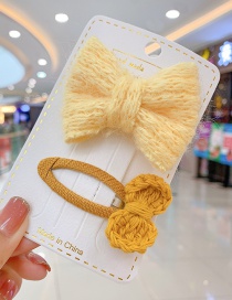 Fashion Yellow Bow [2 Piece Set] Bowknot Wool Alloy Childrens Hairpin