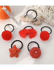 Fashion Red Star [hair Rope Set Of 6] Animal Fruit Smiley Love Geometric Baby Hairpin Hair Rope