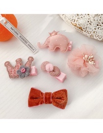 Fashion Pink Baby Elephant 5-piece Set [hairpin] Animal Fruit Smiley Love Geometric Baby Hairpin Hair Rope