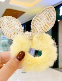Fashion Yellow Bunny Ears Plush Plaid Kids Hair Rope