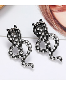 Fashion Ancient Silver Cobra Diamond Alloy Earrings