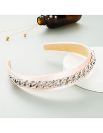 Fashion Pink Metal Chain Diamond Broad-brimmed Headband