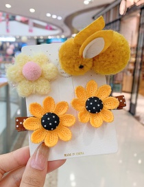 Fashion Yellow Bunny Yellow Flowers 4-piece Set Flower Love Rabbit Plaid Geometric Shape Childrens Hairpin