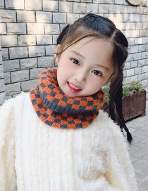 Fashion Plaid Model [orange Gray] Reference Age 1-10 Years Old Polka Dot Lattice Thick Knitted Wool Scarf