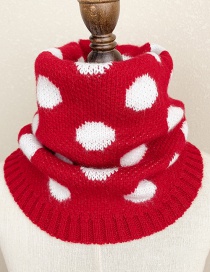 Fashion Dot [red] Reference Age 1-10 Years Old Polka Dot Lattice Thick Knitted Wool Scarf