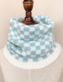 Fashion Plaid Model [blue And White] Reference Age 1-10 Years Old Polka Dot Lattice Thick Knitted Wool Scarf