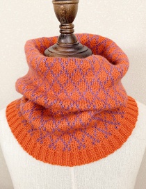 Fashion Orange Rhombus[orange] Reference Age 1-10 Years Old Polka Dot Lattice Thick Knitted Wool Scarf