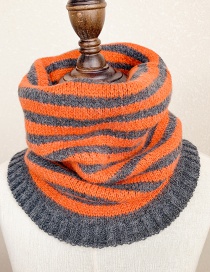 Fashion Light Green Stripes [orange Gray] Reference Age 1-10 Years Old Polka Dot Lattice Thick Knitted Wool Scarf