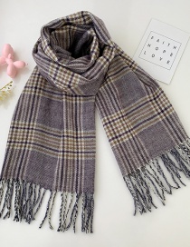 Fashion Purple Check Fleece Over 2 Years Old Check Cashmere Fringed Children Scarf