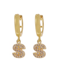 Fashion Gold Color Copper Inlaid Zircon Dollar Earrings