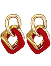 Fashion Red Geometric Thick Chain Alloy Earrings