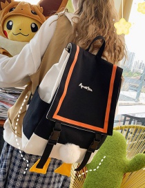 Fashion Black Duck Butt Flap Stitching Contrast Canvas Backpack