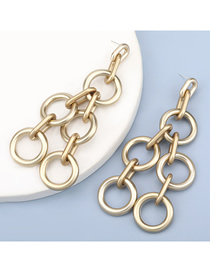 Fashion Gold Color Geometric Buckle Cross Cutout Long Earrings
