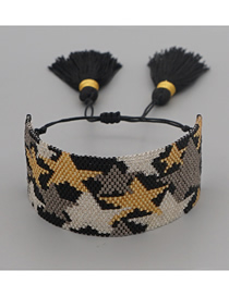 Fashion Brown Five-pointed Star Handmade Beaded Rice Bead Woven Bracelet