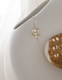 Fashion Semicircle (single) Micro-inlaid Zircon Pearl Earrings With Diagonal Lines
