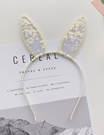 Fashion Light Blue Bunny Ears Crystal Sequined Animal Ears Hair Band