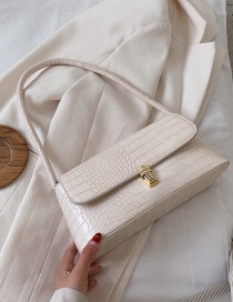 Fashion White Crocodile Pattern Lock Flap Crossbody Bag