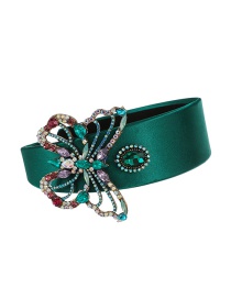 Fashion Dark Green Fabric Alloy Diamond-studded Butterfly Headband