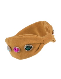 Fashion Ginger Fabric Diamond-studded And Knotted Water Drop Headband