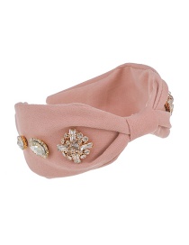 Fashion Pink Fabric Diamond-studded Knotted Headband