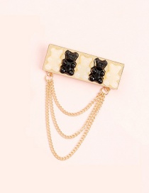Fashion Black And White Gold Bear Chain Resin Alloy Geometric Brooch