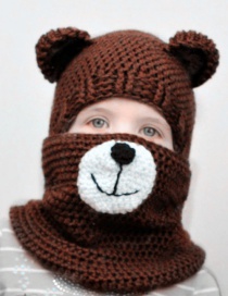 Fashion Bear Brown Two-piece Antler Bear Child Hat And Scarf