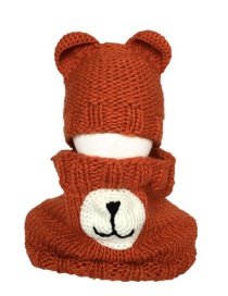 Fashion Bear Orange Two-piece Antler Bear Child Hat And Scarf