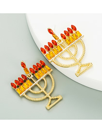 Fashion Red Diamond Candle Holder Alloy Earrings