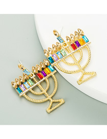 Fashion Color Diamond Candle Holder Alloy Earrings
