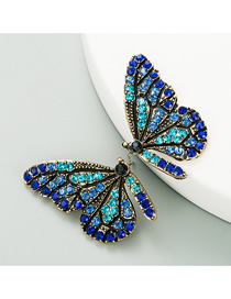 Fashion Blue Butterfly Wing Alloy Diamond Earrings
