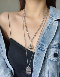 Fashion Silver Color Big Ball Geometry Alloy Multilayer Necklace