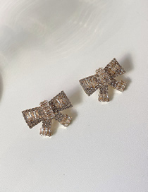 Fashion Gold Color Diamond-studded Butterfly Combined With Gold Earrings
