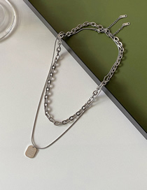 Fashion Silver Color-titanium Steel Version Titanium Steel Geometric Letter Double Necklace