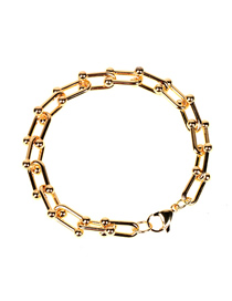 Fashion G Gold Bracelet U-shaped Stitching Thick Chain Necklace Set Bracelet And Earrings