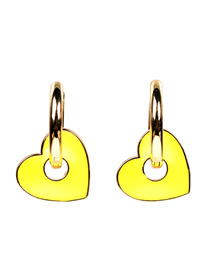 Fashion Yellow Earrings Drop Oil Thick Chain Love Earrings Necklace Bracelet Set