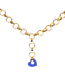 Fashion Blue Necklace Drop Oil Thick Chain Love Earrings Necklace Bracelet Set