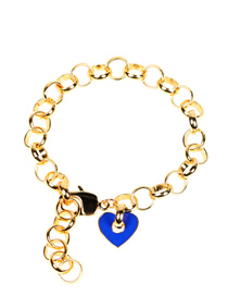 Fashion Blue Bracelet Drop Oil Thick Chain Love Earrings Necklace Bracelet Set