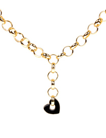 Fashion Black Necklace Drop Oil Thick Chain Love Earrings Necklace Bracelet Set
