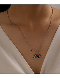 Fashion Rainbow Rainbow Drop Oil Alloy Pendant Necklace