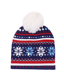 Fashion Striped Snowflake Christmas Snowman Elk Knitted Jacquard Hat With Ball