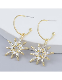 Fashion Gold Color Alloy Diamond Acrylic Star Earrings