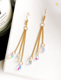 Fashion Long Gold Crystal Long Chain Alloy Geometric Earrings