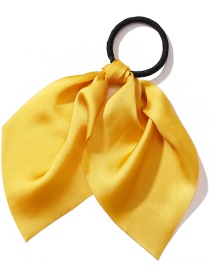Fashion Yellow Small Floral Print Streamer Solid Color Hair Rope