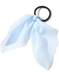 Fashion Plaid Light Blue Polka Dot Floral Print Bow Hair Rope