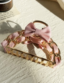 Fashion Pink Butterfly Combined With Gold Hollow Geometric Shape Catch
