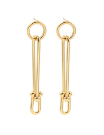 Fashion Gold Color Oblong Pin Stainless Steel Earrings