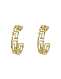 Fashion Golden Alloy Hollow Geometric Semicircular Earrings