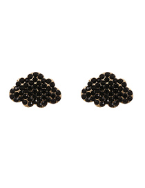 Fashion Black Alloy Pearl Diamond Cloud Stud Earrings
