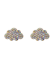 Fashion Ab Color Alloy Pearl And Diamond Cloud Earrings